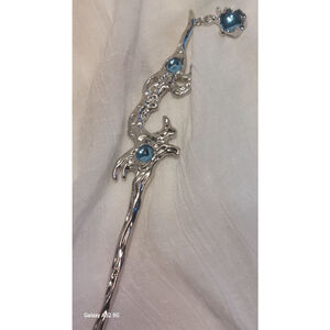 Silver with Blue Accents Chinese retro hair stick
